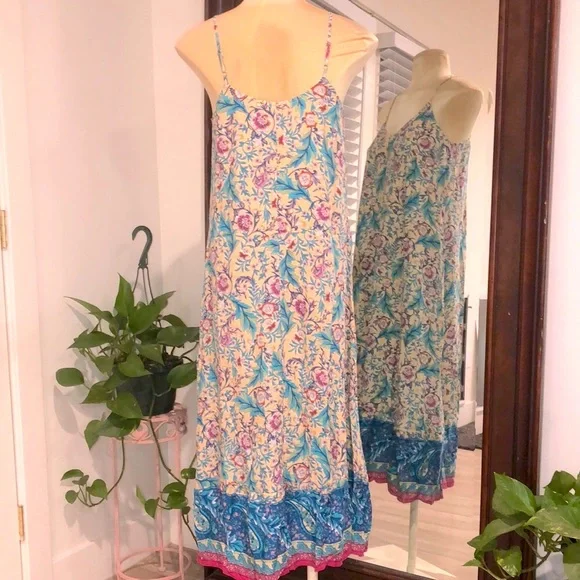 Oasis Print Strappy Midi Sundress SPELL Aesthetic